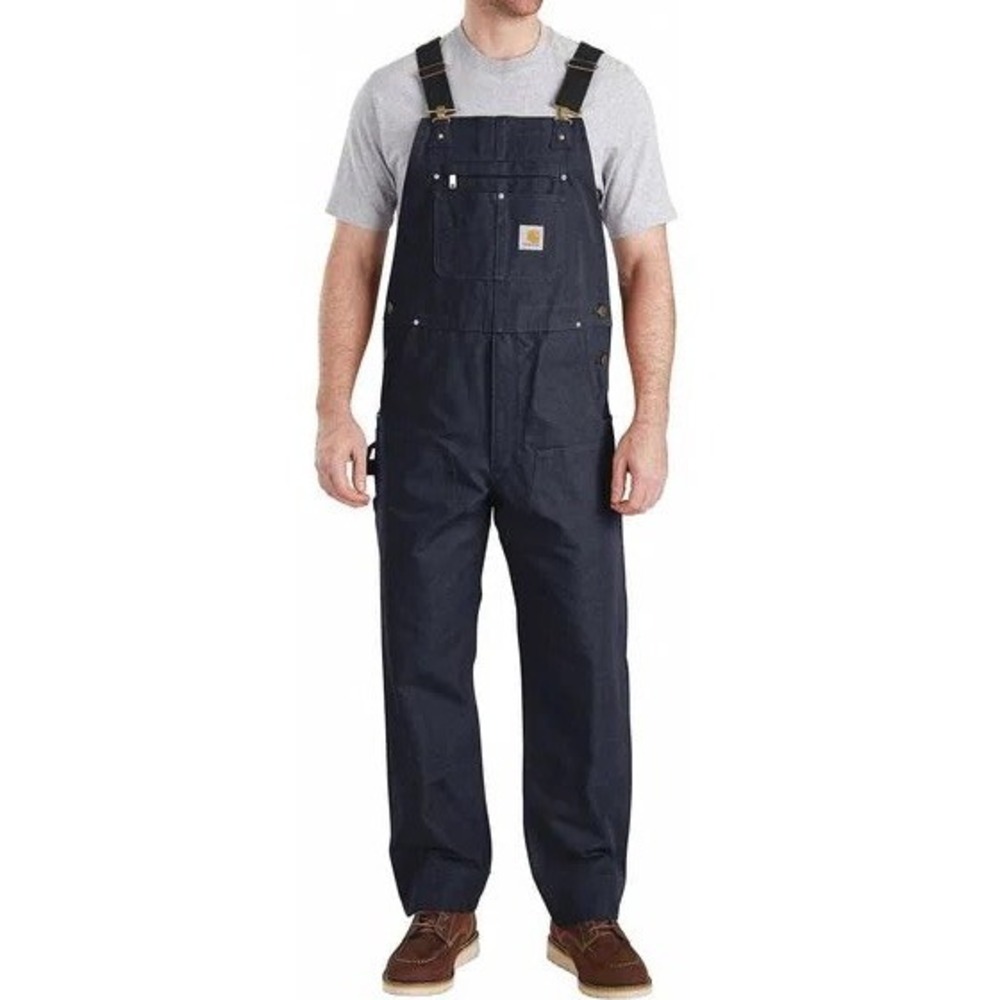 Carhartt Men's Relaxed Fit Duck Bib Overall, Navy, 40" Waist Size, 28" Inseam